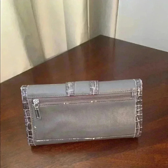 Guess Wallet & Cheque Book Holder Grey Faux Leather Vegan Croc Embossed - Picture 11 of 16